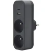 Biplite QUARX 2 prises + 1 USB-A + 1 USB-C Noire
