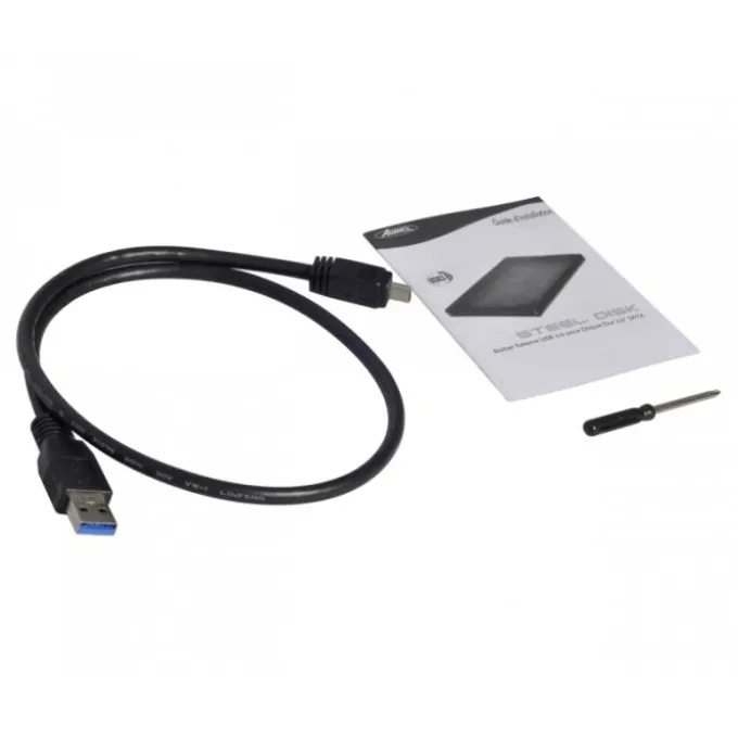 Boitier Disque dur 2,5" USB 3.0 ADVANCE Aluminium Noir Brossé – Plug & Play