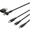 Câble 3 en 1 Lightning, Micro USB et USB-C / USB et USB-C SEDEA Noir