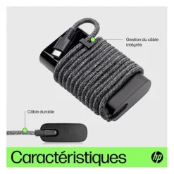 Chargeur HP USB-C 65W – Chargeur universel pour ordinateur portable, tablette et smartphone