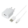Chargeur secteur USB HIGH ONE 2,4AA + Câble Lightning / USB 1M Blanc