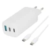Chargeur USB C 3 ports EDENWOOD 65W + Câble USB-C / USB-C 1M Blanc