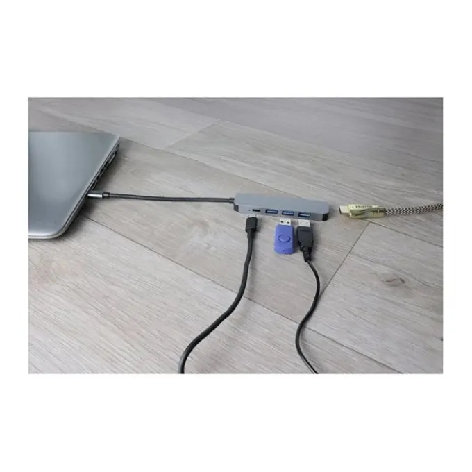 Hub USB-C 5-en-1 – Adaptateur multifonction avec HDMI, USB, SD et recharge rapide