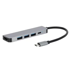 Hub USB-C 5-en-1 – Adaptateur multifonction avec HDMI, USB, SD et recharge rapide