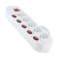 Multiprise ELECTRO DEPOT 5 prises avec 6 interrupteurs Blanche - Cable 1.5m