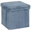 Pouf pliable 38Xx38cm velours bleu