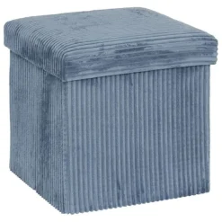 Pouf pliable 38Xx38cm velours bleu
